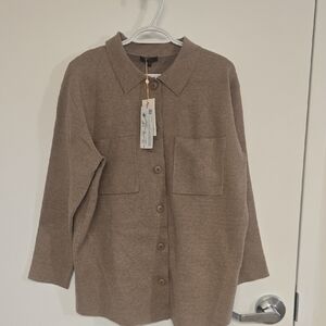 NWT Quince Eco Knit Milano Stitch Oversize Shirt Jacket